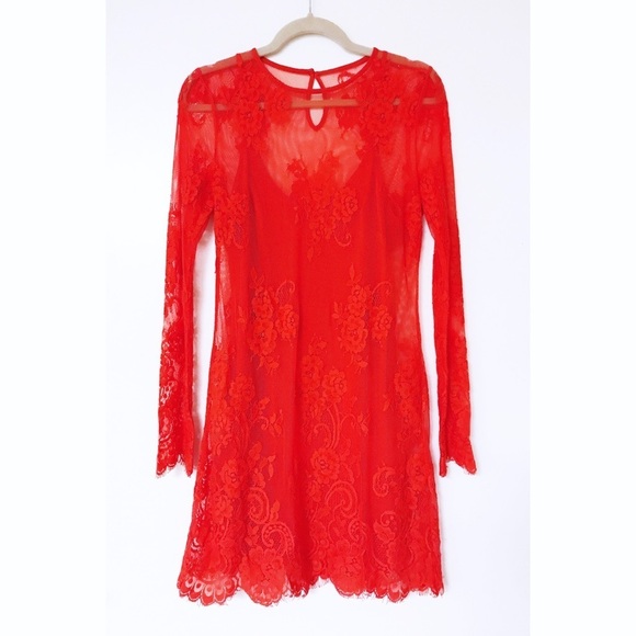 Lovers and Friends - Red Orange Lace Dress - Picture 1 of 6